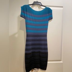 French Connection Striped Bandage Short Sleeve, Multi Color, Size 2